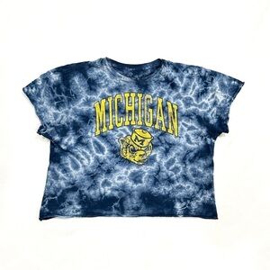 The Original Retro Brand U of Michigan Wolverines Tie Dye Crop Graphic T-shirt